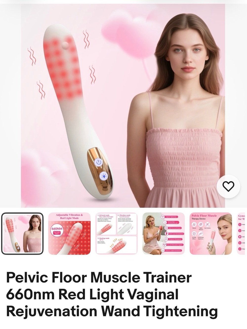 White Personal Therapy Wand with Red LED & Heating